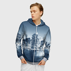 Толстовка 3D на молнии мужская New York город, цвет: 3D-меланж — фото 2