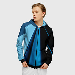 Толстовка 3D на молнии мужская Black blue, цвет: 3D-черный — фото 2