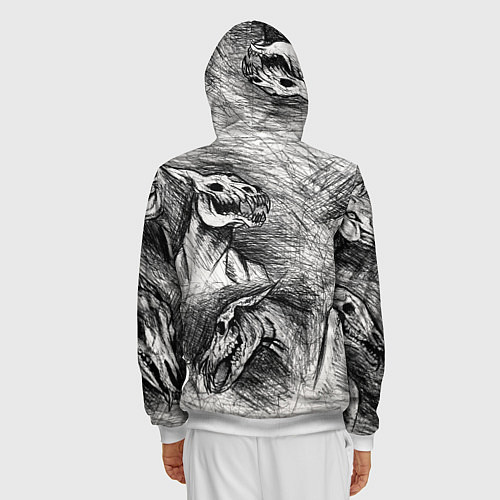 Мужская толстовка на молнии Черепа лошадей / 3D-Белый – фото 4