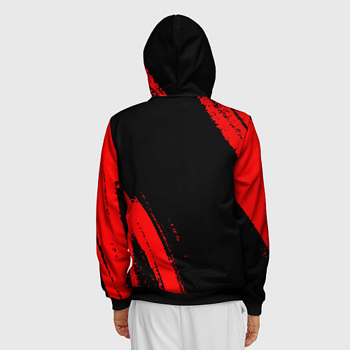 Мужская толстовка на молнии Ajax - red gradient вертикально / 3D-Черный – фото 4