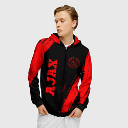 Толстовка 3D на молнии мужская Ajax - red gradient вертикально, цвет: 3D-черный — фото 2