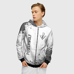 Толстовка 3D на молнии мужская Powerwolf - white gradient вертикально, цвет: 3D-черный — фото 2