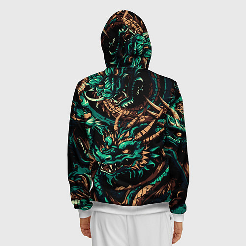 Мужская толстовка на молнии Японские драконы ирезуми / 3D-Белый – фото 4
