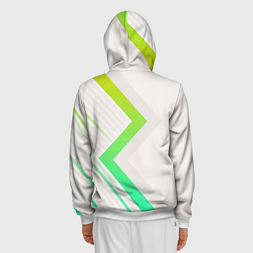 Мужская толстовка на молнии Color white line green / 3D-Белый – фото 4