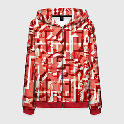 Толстовка 3D на молнии мужская Красно-белый объёмный эффект, цвет: 3D-красный