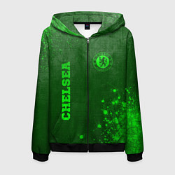 Толстовка 3D на молнии мужская Chelsea - green gradient вертикально, цвет: 3D-черный