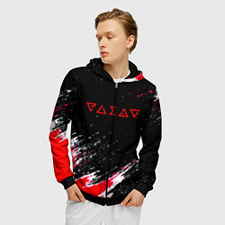 Толстовка 3D на молнии мужская Ведьмак текстура краски, цвет: 3D-черный — фото 2