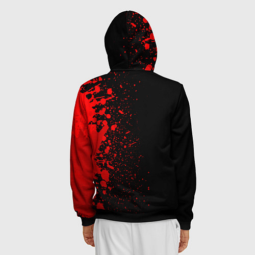 Мужская толстовка на молнии Among Us - red gradient по-вертикали / 3D-Черный – фото 4