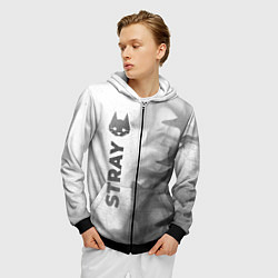 Толстовка 3D на молнии мужская Stray - white gradient по-вертикали, цвет: 3D-черный — фото 2