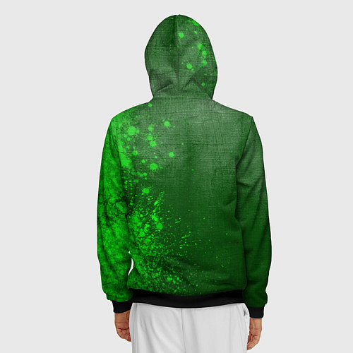 Мужская толстовка на молнии Marilyn Manson - green gradient по-вертикали / 3D-Черный – фото 4