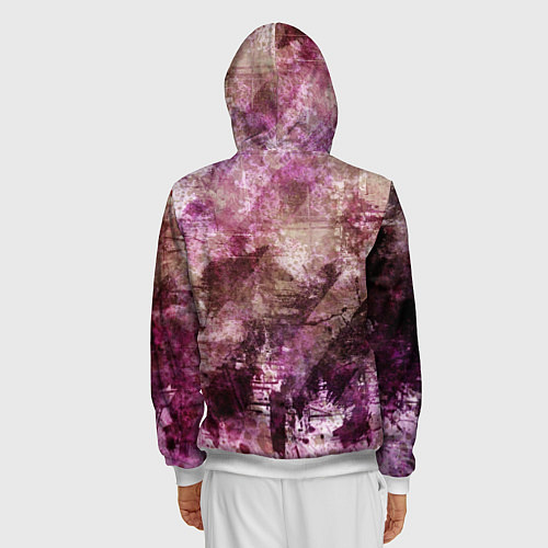 Мужская толстовка на молнии Абстракция - dark trash atom with violet / 3D-Белый – фото 4