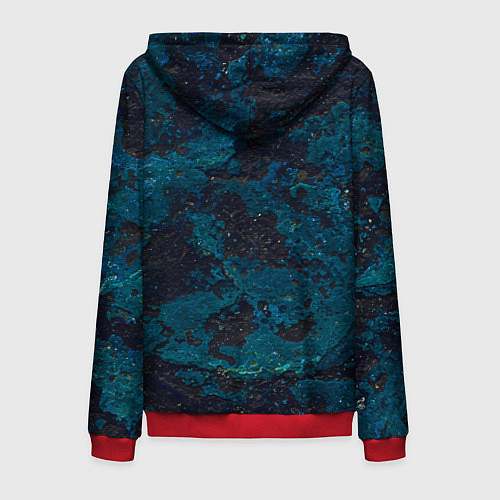 Мужская толстовка на молнии Черно-синий бетон / 3D-Красный – фото 2