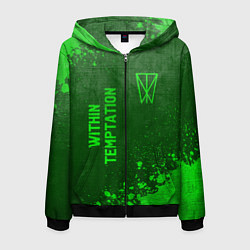 Толстовка 3D на молнии мужская Within Temptation - green gradient вертикально, цвет: 3D-черный