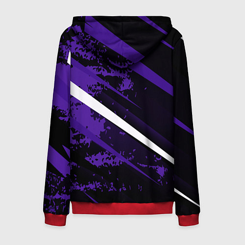 Мужская толстовка на молнии Color black purple line / 3D-Красный – фото 2