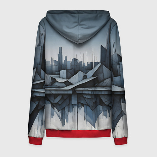 Мужская толстовка на молнии Небоскребы и скалы / 3D-Красный – фото 2