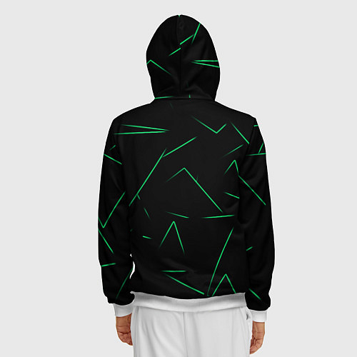 Мужская толстовка на молнии Color light green line / 3D-Белый – фото 4