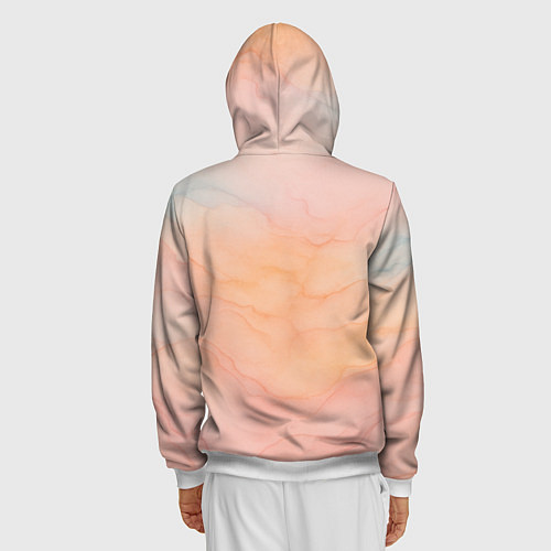 Мужская толстовка на молнии Нежный персиковый / 3D-Белый – фото 4