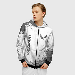 Толстовка 3D на молнии мужская Valorant - white gradient вертикально, цвет: 3D-черный — фото 2