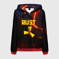 Толстовка 3D на молнии мужская Rust hexagon краски, цвет: 3D-красный