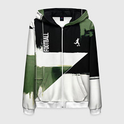 Толстовка 3D на молнии мужская Футбол на фоне брызг красок, цвет: 3D-белый