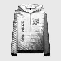 Толстовка 3D на молнии мужская One Piece - white gradient вертикально, цвет: 3D-черный