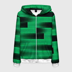 Толстовка 3D на молнии мужская Color green square, цвет: 3D-белый