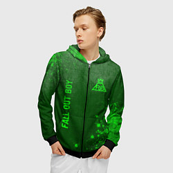 Толстовка 3D на молнии мужская Fall Out Boy - green gradient вертикально, цвет: 3D-черный — фото 2