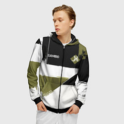 Толстовка 3D на молнии мужская Русское самбо, цвет: 3D-черный — фото 2