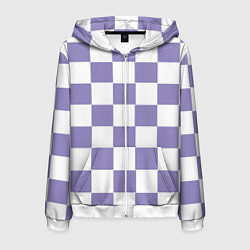 Толстовка 3D на молнии мужская Квадраты фиолетовые, цвет: 3D-белый