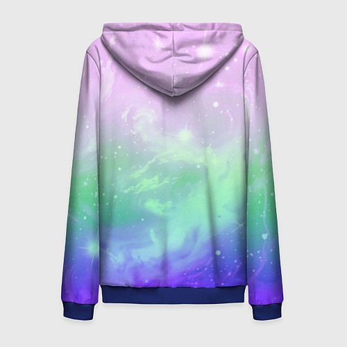 Мужская толстовка на молнии Космический бледный розово-синий / 3D-Синий – фото 2