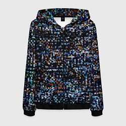 Мужская толстовка на молнии Тёмный чёрно-синий мелкий квадрат