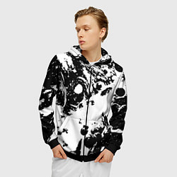 Толстовка 3D на молнии мужская Белый с чёрной абстракцией, цвет: 3D-черный — фото 2