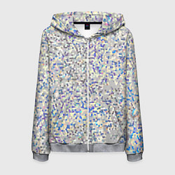 Толстовка 3D на молнии мужская Мелкая мозаика перламутровый серо-голубой, цвет: 3D-меланж