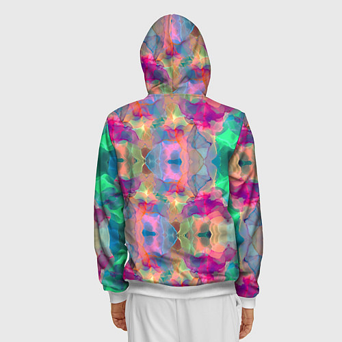 Мужская толстовка на молнии Яркие абстрактные разводы акварели / 3D-Белый – фото 4