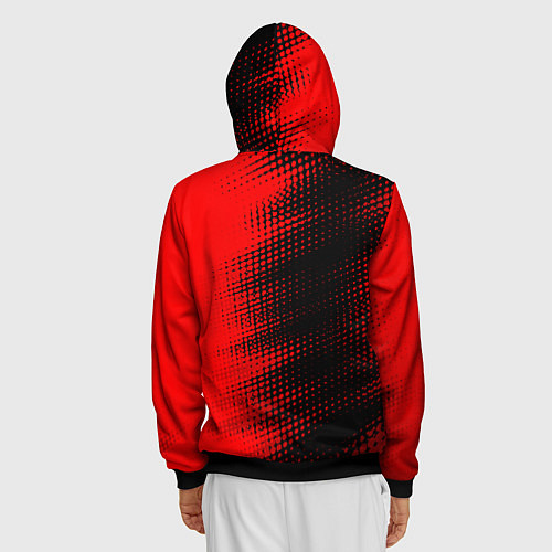 Мужская толстовка на молнии Chevrolet - red gradient по-вертикали / 3D-Черный – фото 4