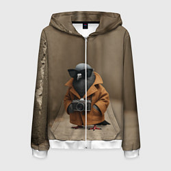 Толстовка 3D на молнии мужская Шпиониро Голубиро мем, цвет: 3D-белый