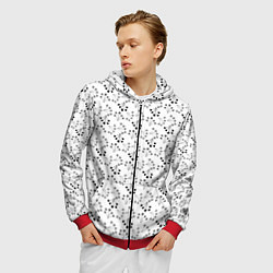 Толстовка 3D на молнии мужская Черно белый ягодный узор ретро, цвет: 3D-красный — фото 2