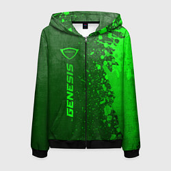Толстовка 3D на молнии мужская Genesis - green gradient по-вертикали, цвет: 3D-черный