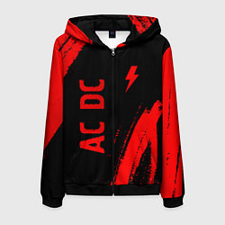Мужская толстовка на молнии AC DC - red gradient вертикально