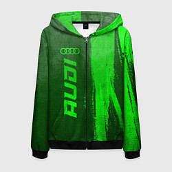 Толстовка 3D на молнии мужская Audi - green gradient по-вертикали, цвет: 3D-черный
