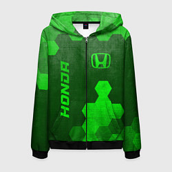Толстовка 3D на молнии мужская Honda - green gradient вертикально, цвет: 3D-черный