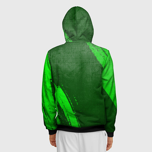 Мужская толстовка на молнии Dark Souls - green gradient вертикально / 3D-Черный – фото 4