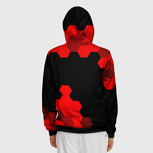 Мужская толстовка на молнии Among Us - red gradient вертикально / 3D-Черный – фото 4