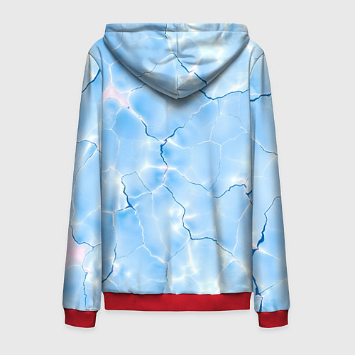Мужская толстовка на молнии Прозрачная голубая вода / 3D-Красный – фото 2