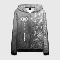 Толстовка 3D на молнии мужская Great Wall - grey gradient по-вертикали, цвет: 3D-черный