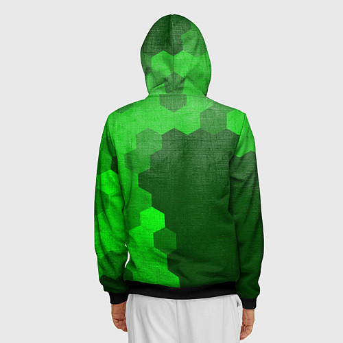 Мужская толстовка на молнии Mass Effect - green gradient по-вертикали / 3D-Черный – фото 4
