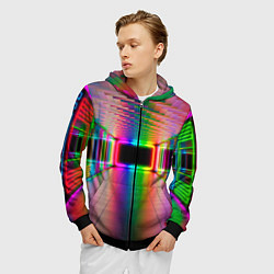 Толстовка 3D на молнии мужская Неоновая галерея, цвет: 3D-черный — фото 2