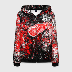 Толстовка 3D на молнии мужская Detroit Red Wings NHL black, цвет: 3D-черный