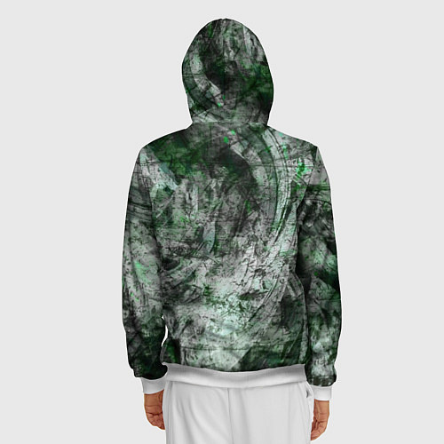 Мужская толстовка на молнии Абстракция - grey emerald rock / 3D-Белый – фото 4