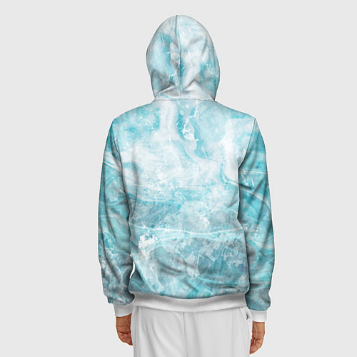Мужская толстовка на молнии Абстракция - light blue sea foam / 3D-Белый – фото 4